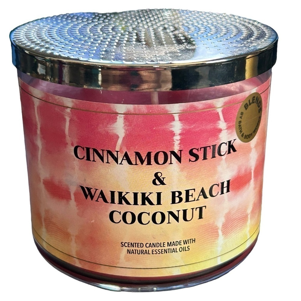 New Bath & Body Works 3 Wick Candle Cinnamon Stick & Waikiki Beach Coconut